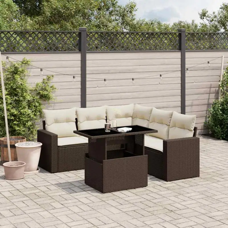Tuinsets met beige materiaal en gepoedercoat staal voor buitenplezier - Bruin en crème / Met tafel - Tuinsets