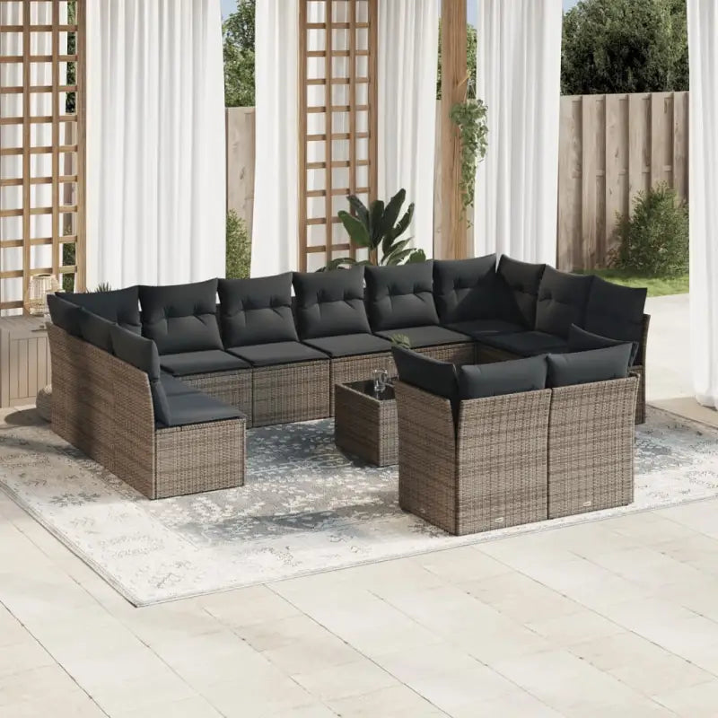 Tuinsets met poly rattan en comfortabele zitervaring in gepoedercoat staal - Grijs / Met tafel - Tuinsets