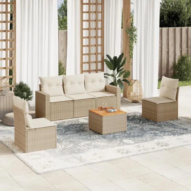 Tuinsets met poly rattan en gepoedercoat staal voor buitenplezier - beige en crèmekleurig - Tuinsets