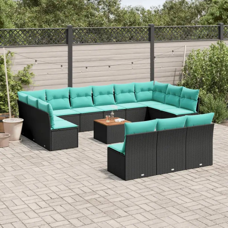 Tuinsets met poly rattan en gepoedercoat staal voor outdoor ontspanning - Zwart en blauw - Tuinsets