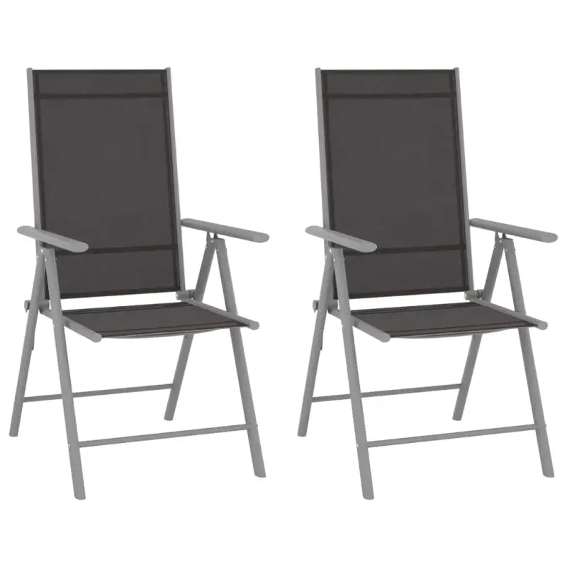 Tuinstoelen met gepoedercoat aluminium frame voor stijl en duurzaamheid - Zwart en zilver / 2 - Tuinstoelen