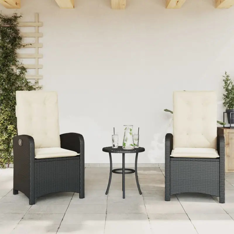 Tuinstoelen met poly rattan voor comfortabele zitervaring en wasbare hoes - Zwart en crème / 2 - Tuinstoelen
