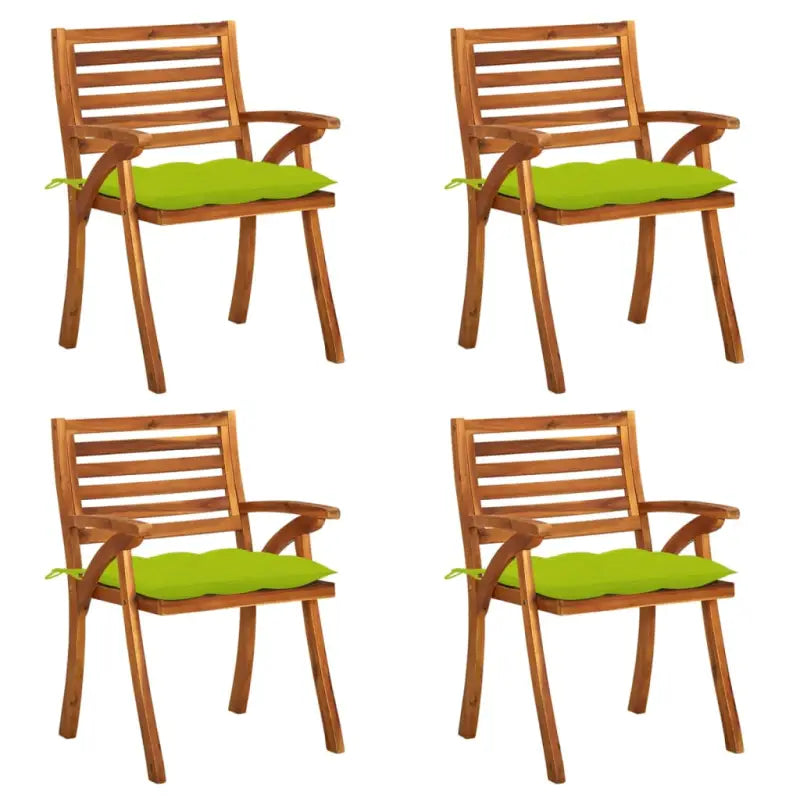 Tuinstoelen set van massief acaciahout met touwtjes voor tuin of terras - Heldergroen / 4 - Tuinstoelen