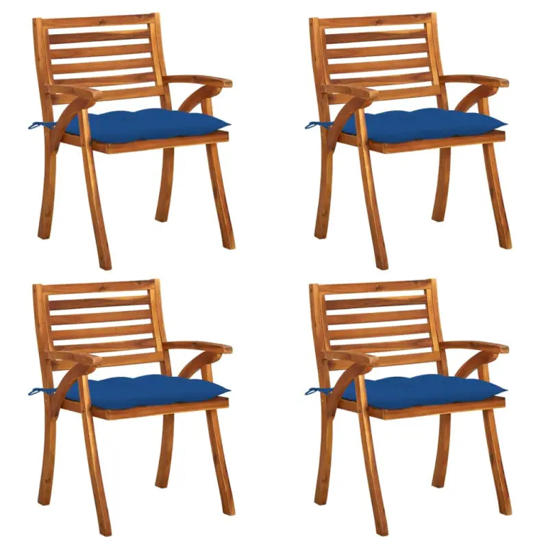 Tuinstoelen set van massief acaciahout met touwtjes voor tuin of terras - Blauw / 4 - Tuinstoelen