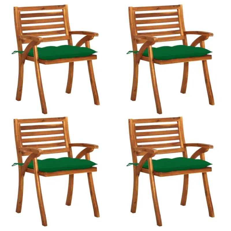 Tuinstoelen set van massief acaciahout met touwtjes voor tuin of terras - Groen / 4 - Tuinstoelen
