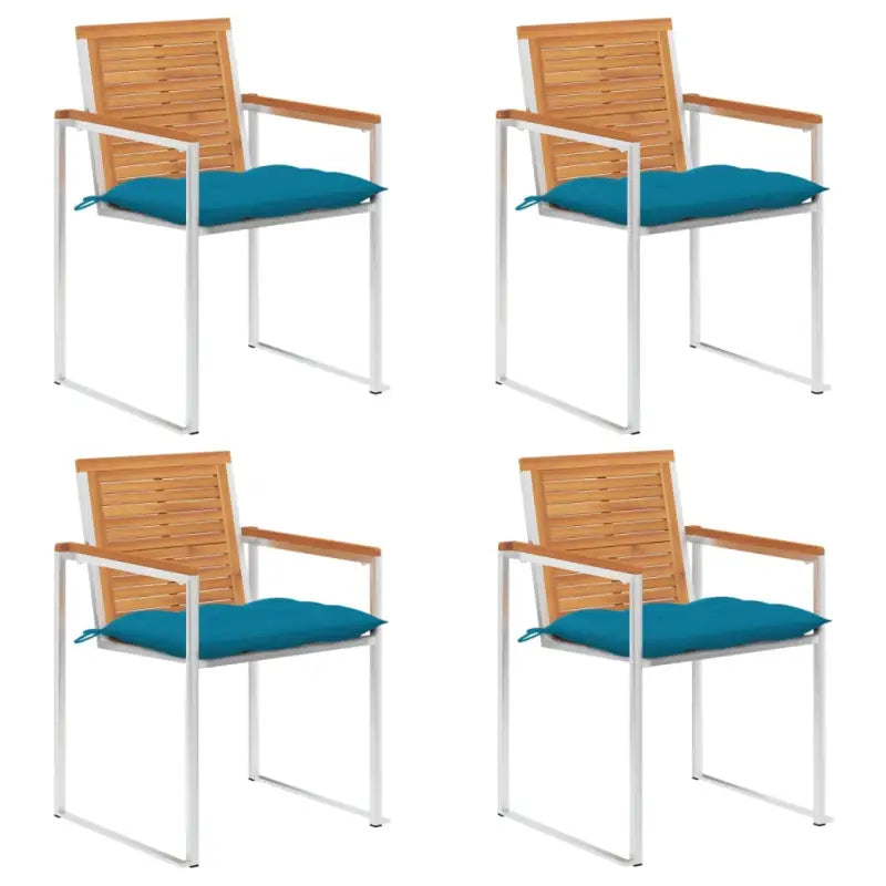 Tuinstoelen van massief acaciahout en roestvrij staal voor buitengebruik - Heldergroen / 4 - Tuinstoelen