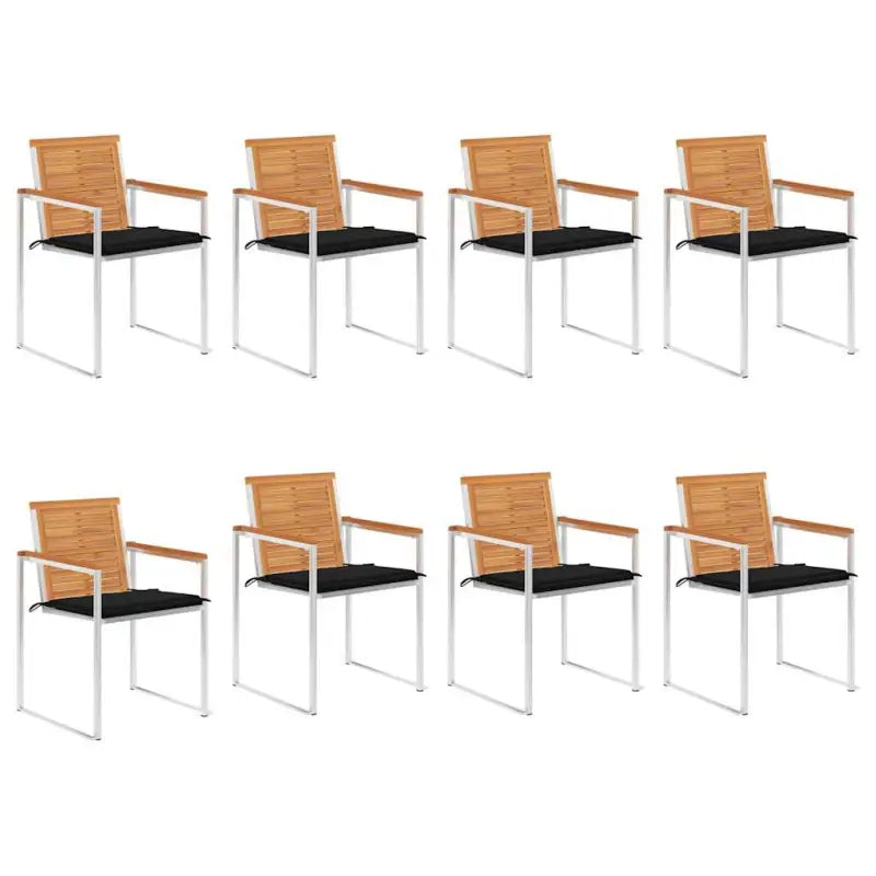 Tuinstoelen van massief acaciahout en roestvrij staal voor buiten gebruik - Zwart / 8 - Tuinstoelen