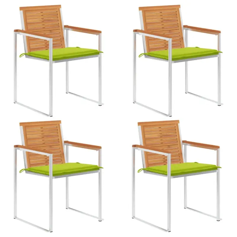 Tuinstoelen van massief acaciahout en roestvrij staal voor buiten gebruik - Heldergroen / 4 - Tuinstoelen