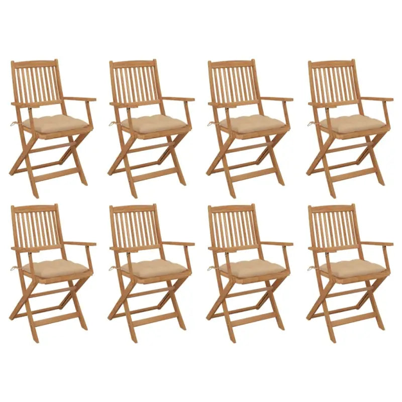 Tuinstoelen van massief acaciahout met kussens voor terras of tuin - Beige / 8 - Tuinstoelen