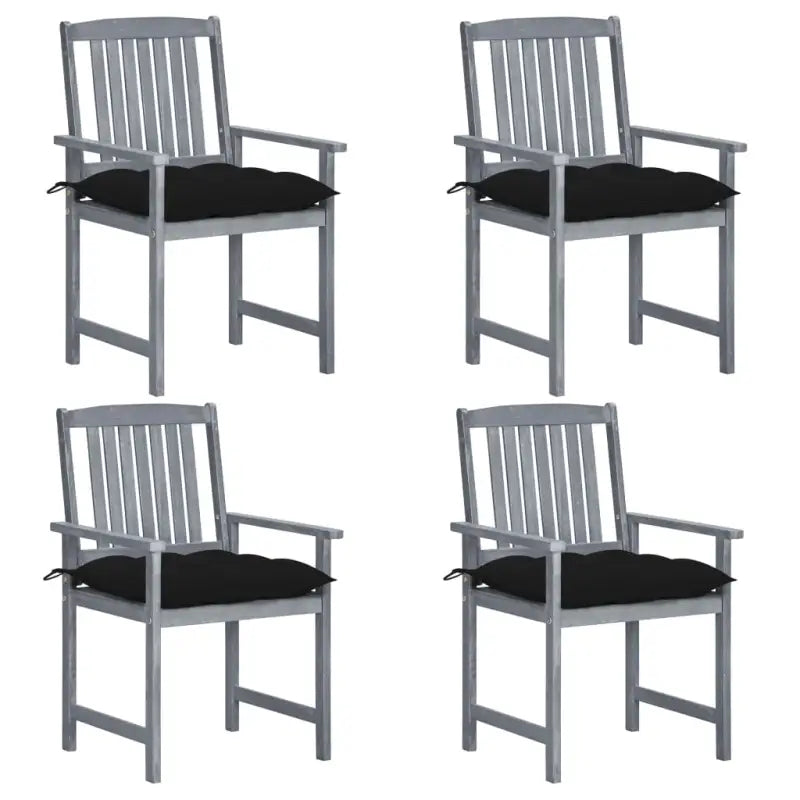 Tuinstoelen van massief acaciahout voor een rustieke buitenruimte - Zwart / 4 - Tuinstoelen