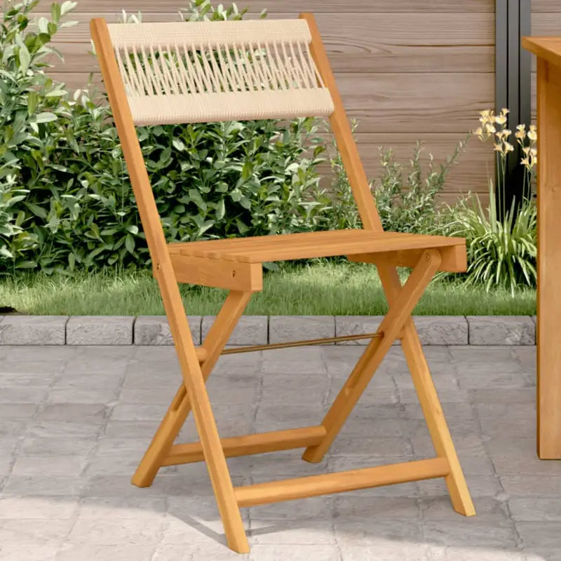 Tuinstoelen van massief acaciahout voor gezellige momenten - Beige / 2 - Tuinstoelen