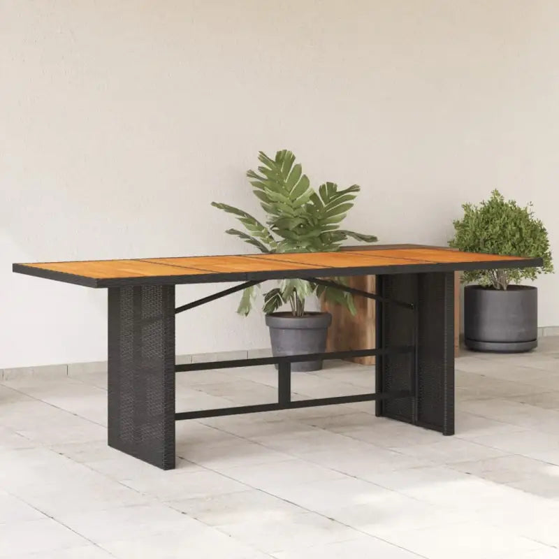 Tuintafel met gehard glas blad en duurzaam poly rattan - Zwart / 1 / Hout - Tuintafels