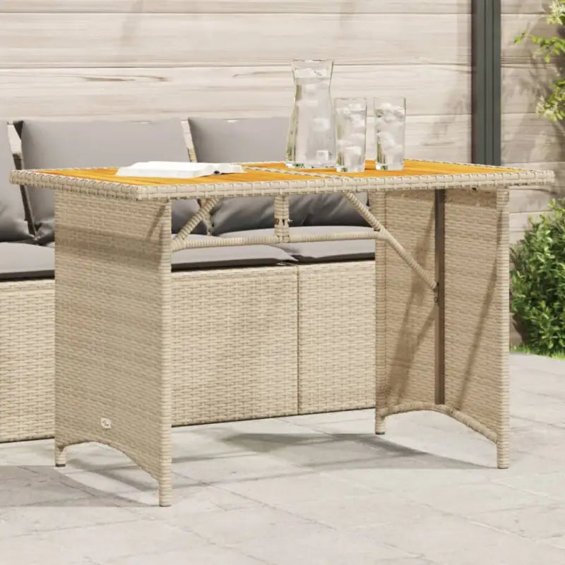 Tuintafel met glazen blad en poly rattan voor buitening - Beige / 1 / Hout - Tuintafels