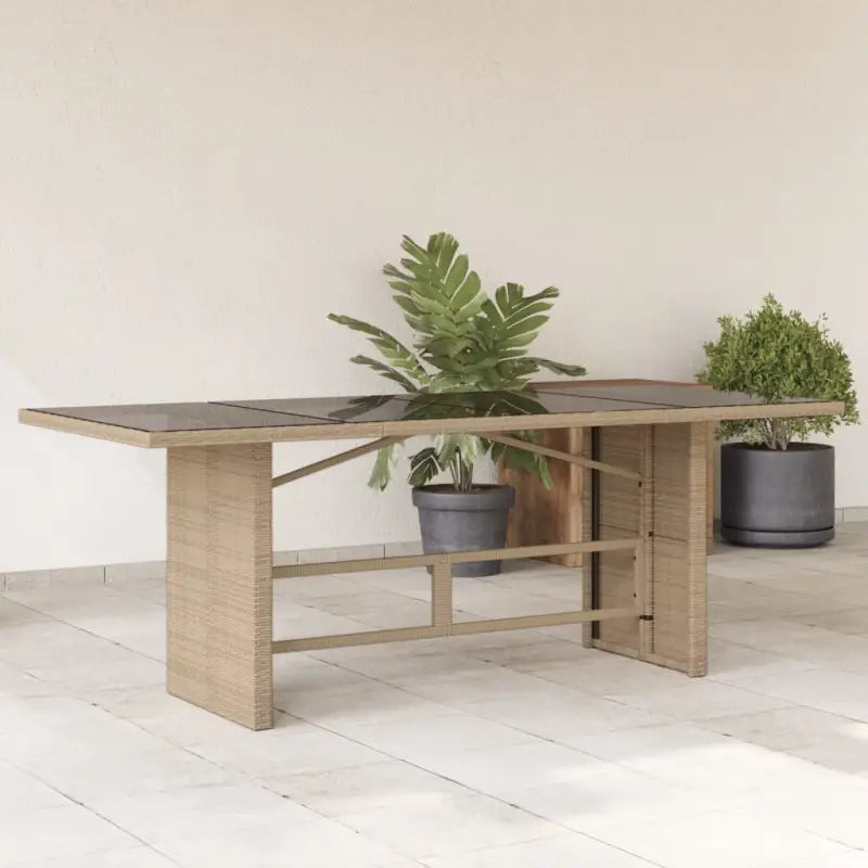 Tuintafel met glazen blad en poly rattan voor gemakkelijk schoon buitenruimte - Beige / 1 / Glas - Tuintafels