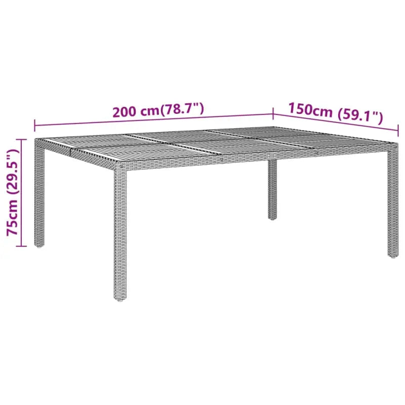 Tuintafel met poly rattan en massief acaciahout voor buitenruimtes - Grijs / 1 - Tuintafels