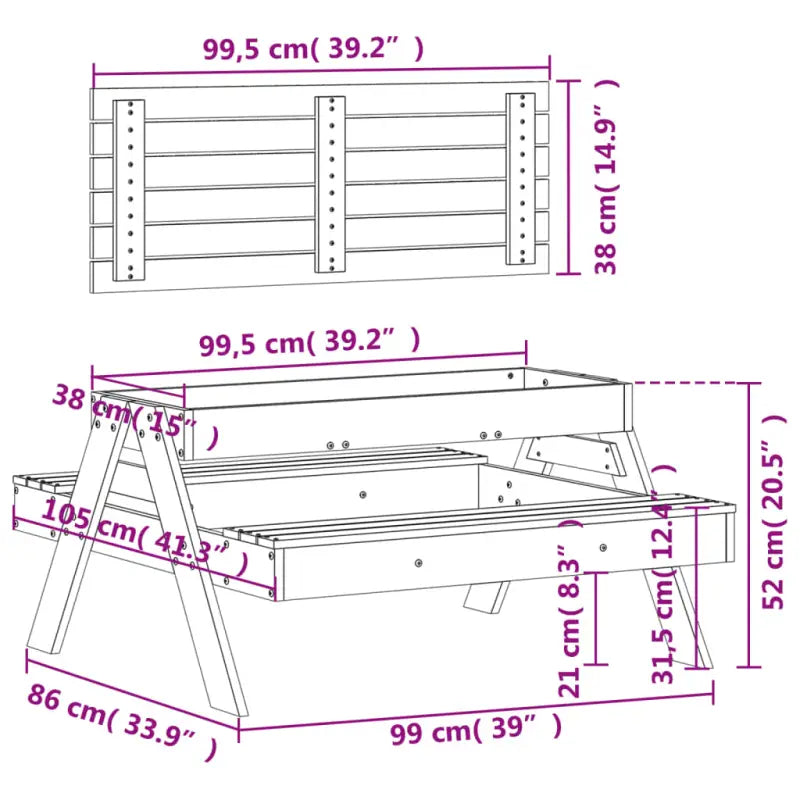 Tuintafel voor kinderen van massief grenenhout voor buitenplezier - Tuintafels