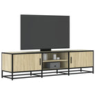 Tv-meubel in grijs Sonoma met bewerkt hout en industrieel metalen frame - Sonoma eiken / 1 / 160 cm - Tv-meubels