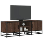 Tv-meubel in grijs Sonoma met bewerkt hout en industrieel metalen frame - bruin eikenkleur / 1 / 120 cm - Tv-meubels