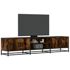 Tv-meubel in grijs Sonoma met bewerkt hout en industrieel metalen frame - Gerookt eiken / 1 / 180 cm - Tv-meubels