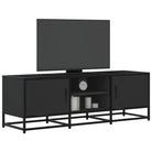 Tv-meubel in grijs Sonoma met bewerkt hout en industrieel metalen frame - Zwart / 1 / 120 cm - Tv-meubels