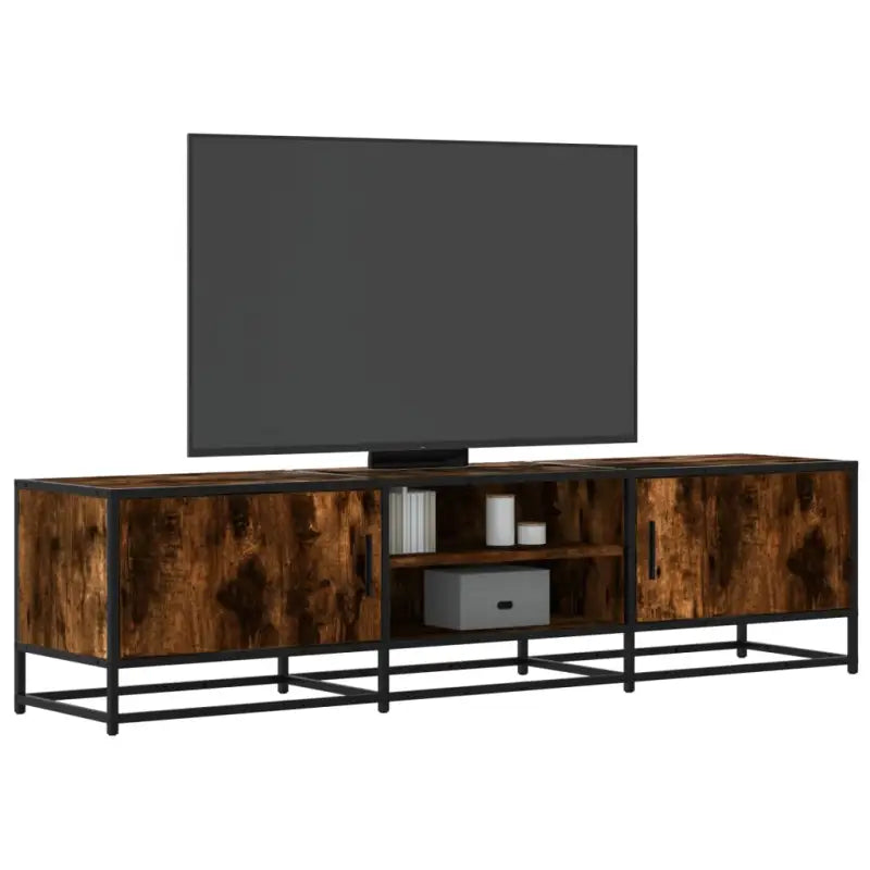 Tv-meubel in grijs Sonoma met bewerkt hout en industrieel metalen frame - Gerookt eiken / 1 / 160 cm - Tv-meubels