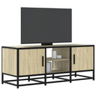 Tv-meubel in grijs Sonoma met bewerkt hout en industrieel metalen frame - Sonoma eiken / 1 / 100 cm - Tv-meubels