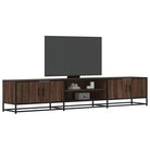 Tv-meubel in grijs Sonoma met bewerkt hout en industrieel metalen frame - bruin eikenkleur / 1 / 210 cm - Tv-meubels