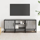 Tv-meubel in grijs Sonoma met bewerkt hout en industrieel metalen frame - Tv-meubels