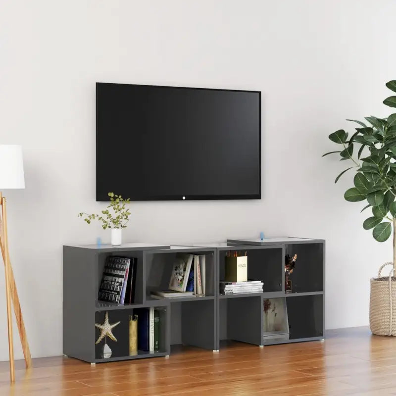 Tv-meubel in hoogglans wit van bewerkt hout voor een stijlvolle woonkamer - Hoogglans grijs / 1 / 104 cm - Tv-meubels