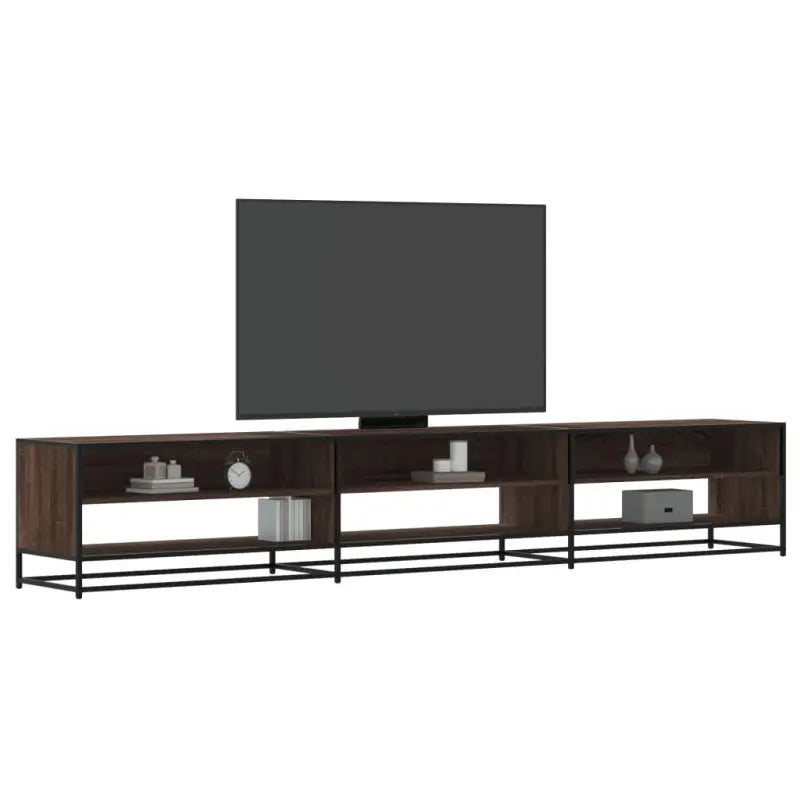 Tv-meubel met bewerkt hout en industrieel metalen frame - bruin eikenkleur / 1 / 270 cm - Tv-meubels