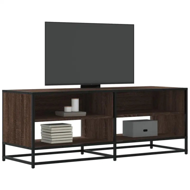 Tv-meubel met bewerkt hout en industrieel metalen frame - bruin eikenkleur / 1 / 120.5 cm - Tv-meubels