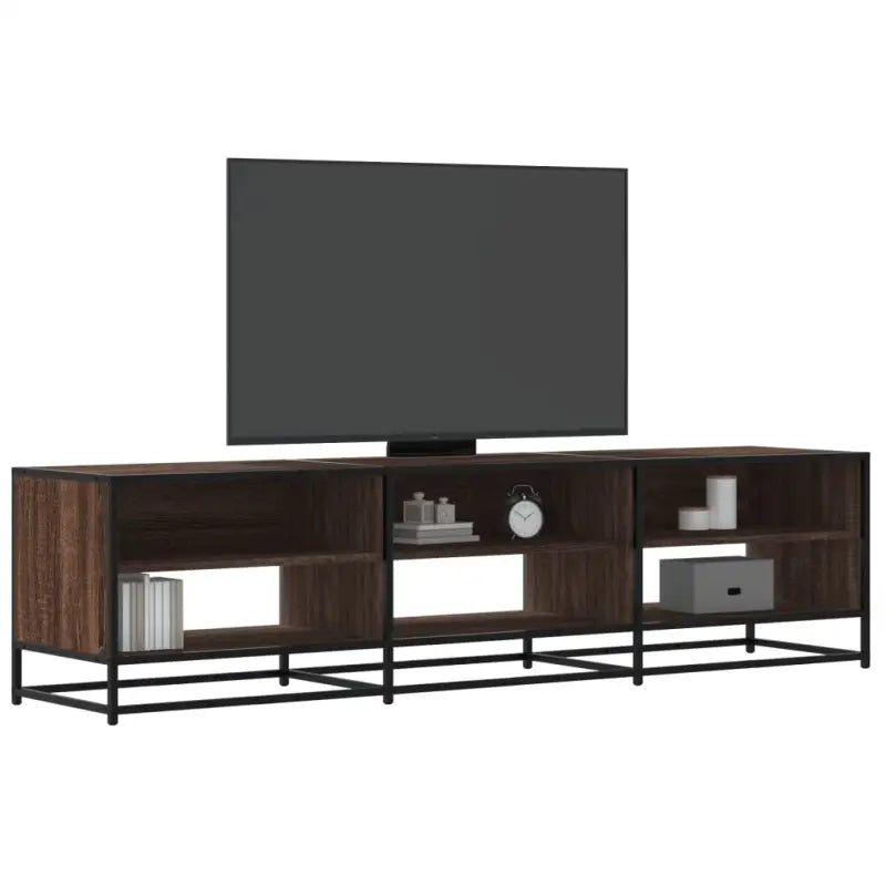 Tv-meubel met bewerkt hout en industrieel metalen frame - bruin eikenkleur / 1 / 180 cm - Tv-meubels
