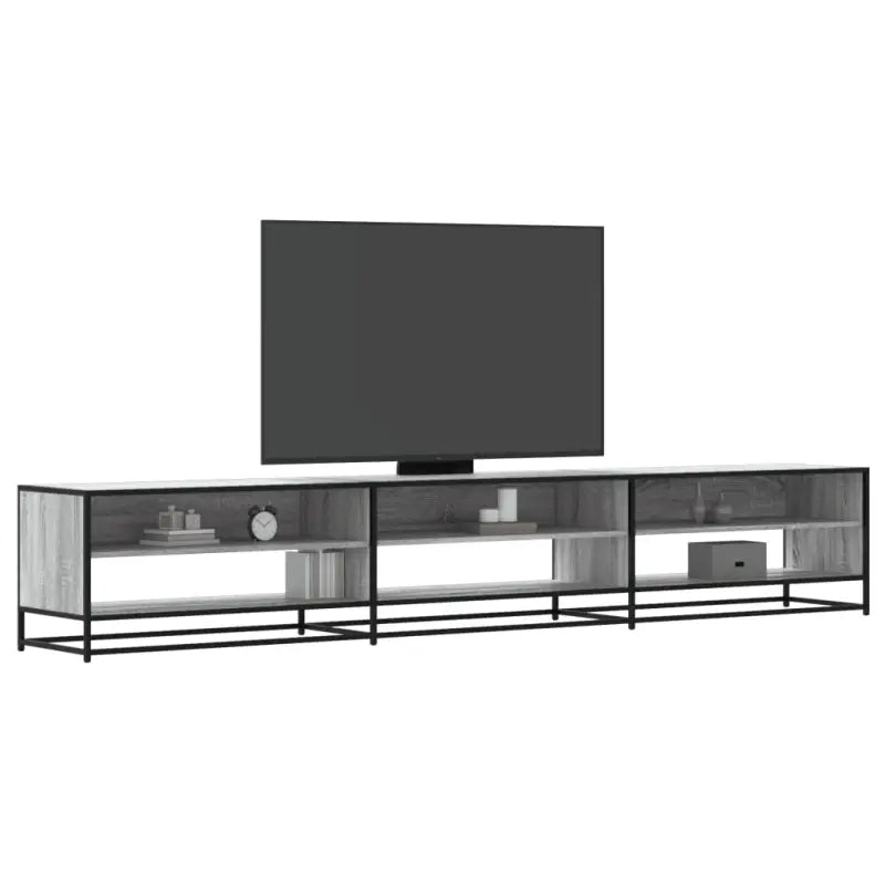 Tv-meubel met bewerkt hout en industrieel metalen frame - Grijs sonoma / 1 / 270 cm - Tv-meubels