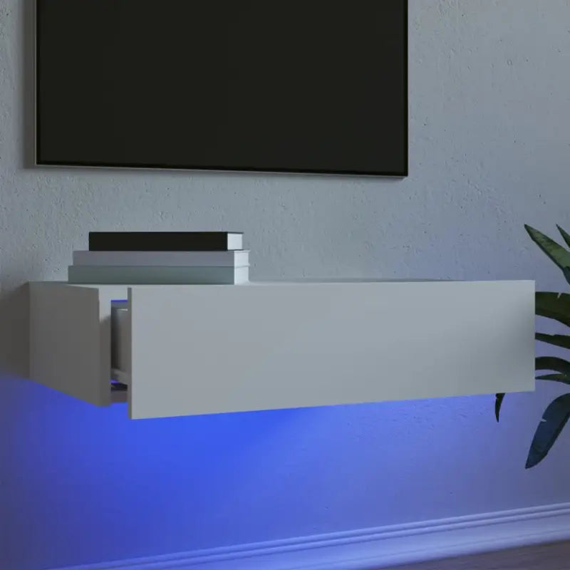 Tv-meubel met bewerkt hout en rgb led-verlichting voor een moderne look - Wit / 1 / 60 cm - Tv-meubels