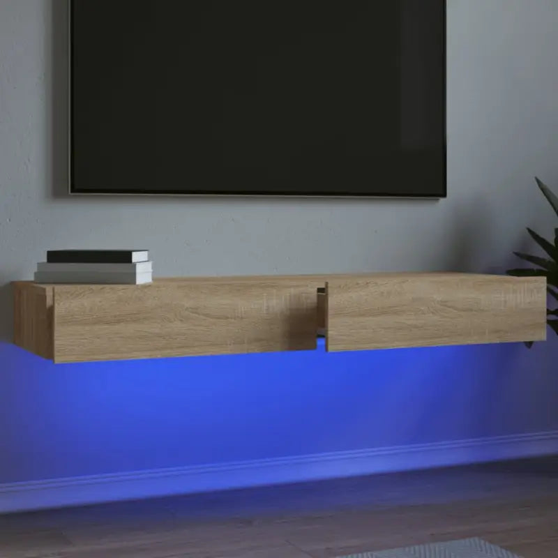 Tv-meubel met bewerkt hout en rgb led-verlichting voor een moderne look - Sonoma eiken / 2 / 60 cm - Tv-meubels
