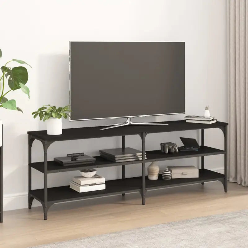 Tv-meubel met industrieel ontwerp en bewerkt hout met verstelbare poten - Zwart / 1 / 140 cm - Tv-meubels