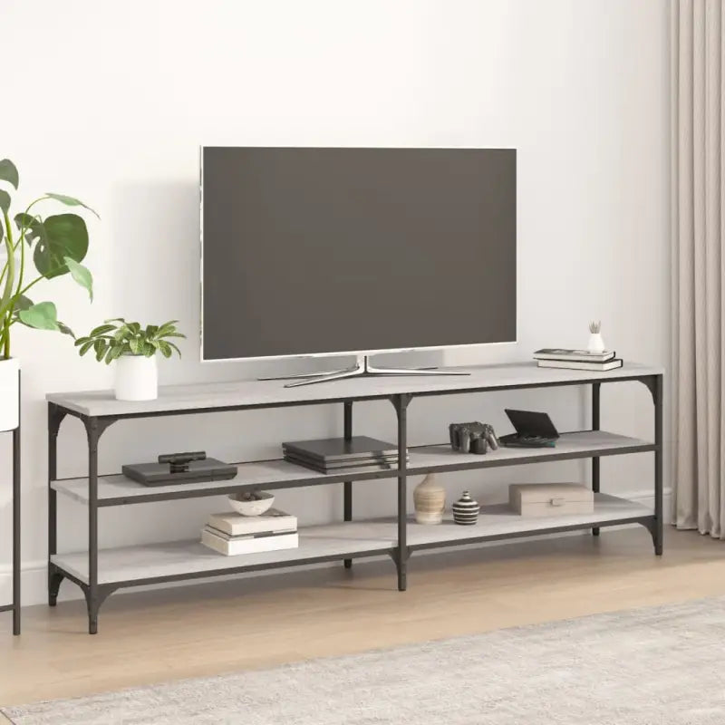 Tv-meubel met industrieel ontwerp en bewerkt hout met verstelbare poten - Grijs sonoma / 1 / 160 cm - Tv-meubels
