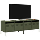Tv-meubel met opbergruimte in robuust koudgewalst staal - Olijfgroen / 1 / 135 cm - Tv-meubels