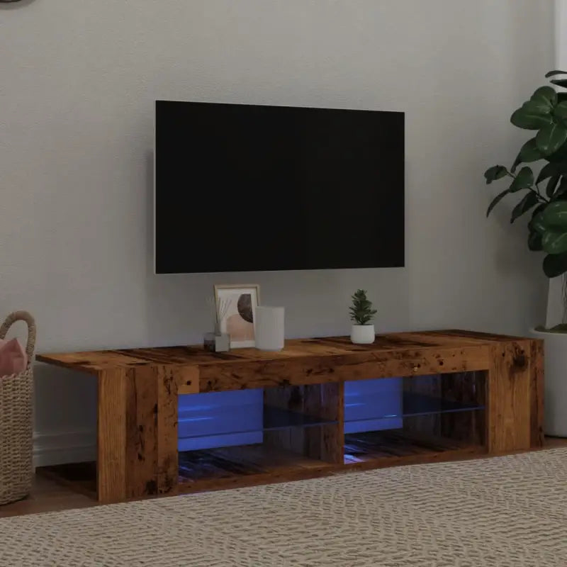 Tv-meubel met rgb led-verlichting en duurzaam ontwerp - Oud hout / 1 - Tv-meubels