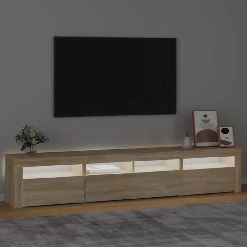 Tv-meubel met rgb led-verlichting en hoogwaardig bewerkt hout - Tv-meubels