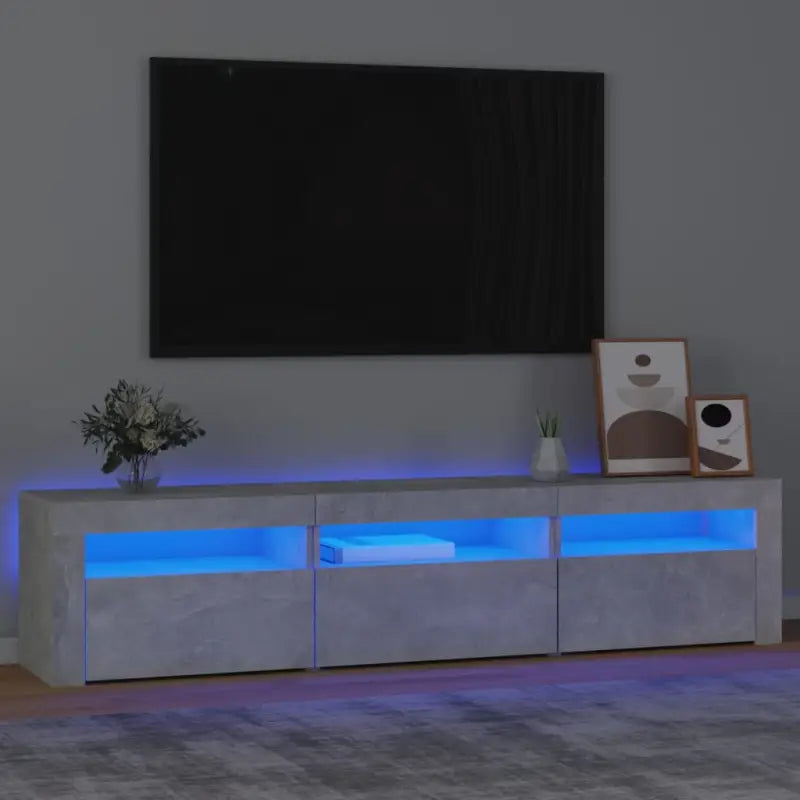 Tv-meubel met rgb led-verlichting en hoogwaardig bewerkt hout - Betongrijs / 1 / 180 cm - Tv-meubels