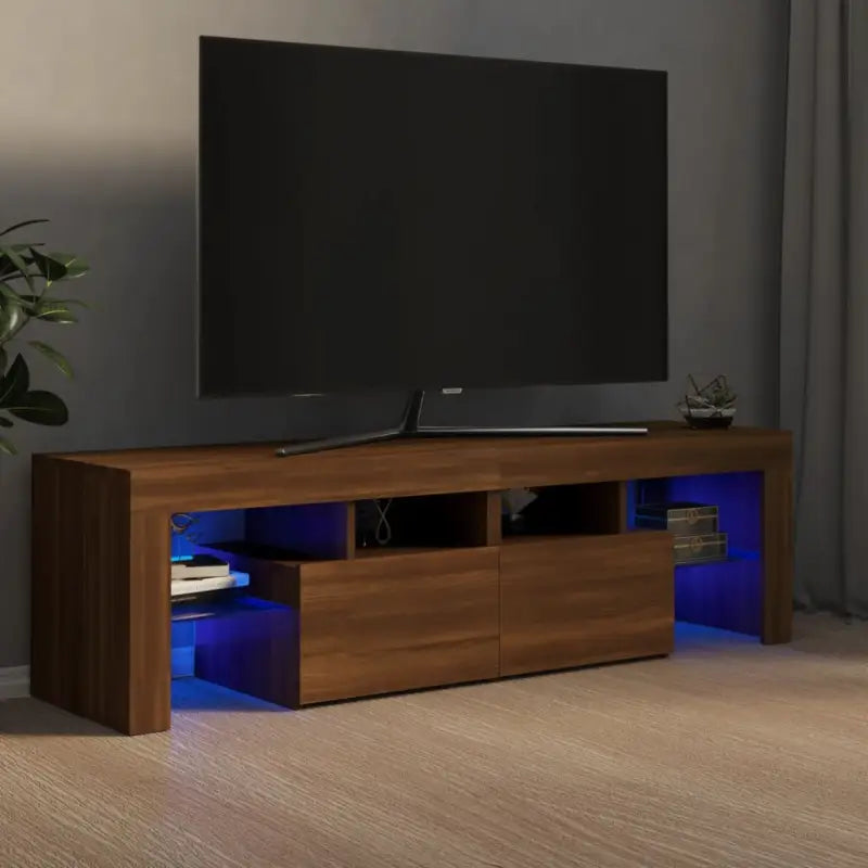 Tv-meubel met rgb led-verlichting en hoogwaardig bewerkt hout - bruin eikenkleur / 1 - Tv-meubels