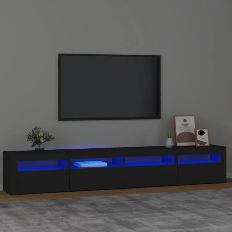 Tv-meubel met rgb led-verlichting en hoogwaardig bewerkt hout - Zwart / 1 / 240 cm - Tv-meubels
