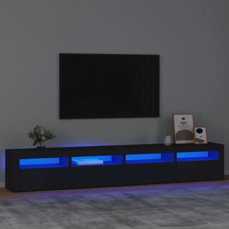 Tv-meubel met rgb led-verlichting en praktisch houten ontwerp - Zwart / 1 / 240 cm - Tv-meubels