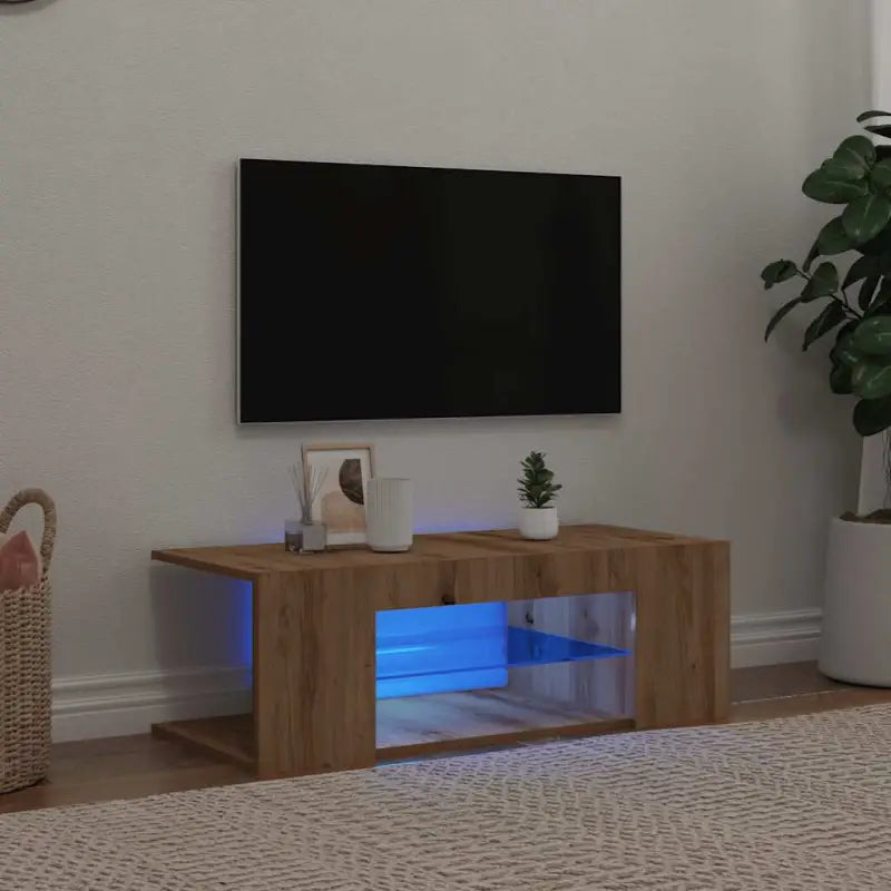 Tv-meubel met rgb led-verlichting en trendy praktisch ontwerp - artisanaal eikenkleurig / 1 - Tv-meubels
