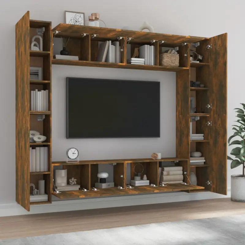 Tv-meubel set van bewerkt hout met trendy en stevig design - Tv-meubels