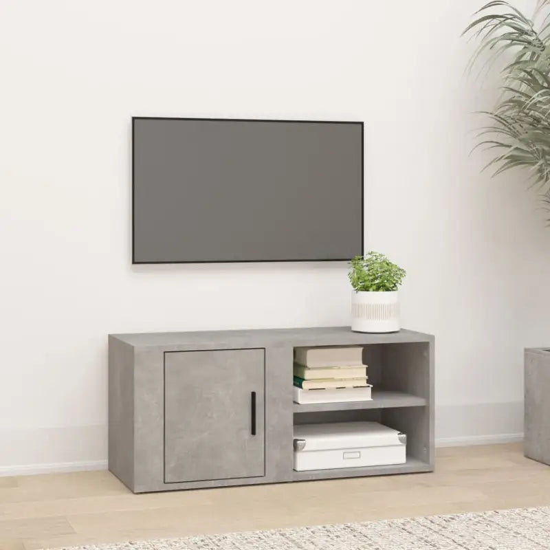 Tv-meubel van bewerkt hout met eigentijds en stevig design - Betongrijs / 1 - Tv-meubels