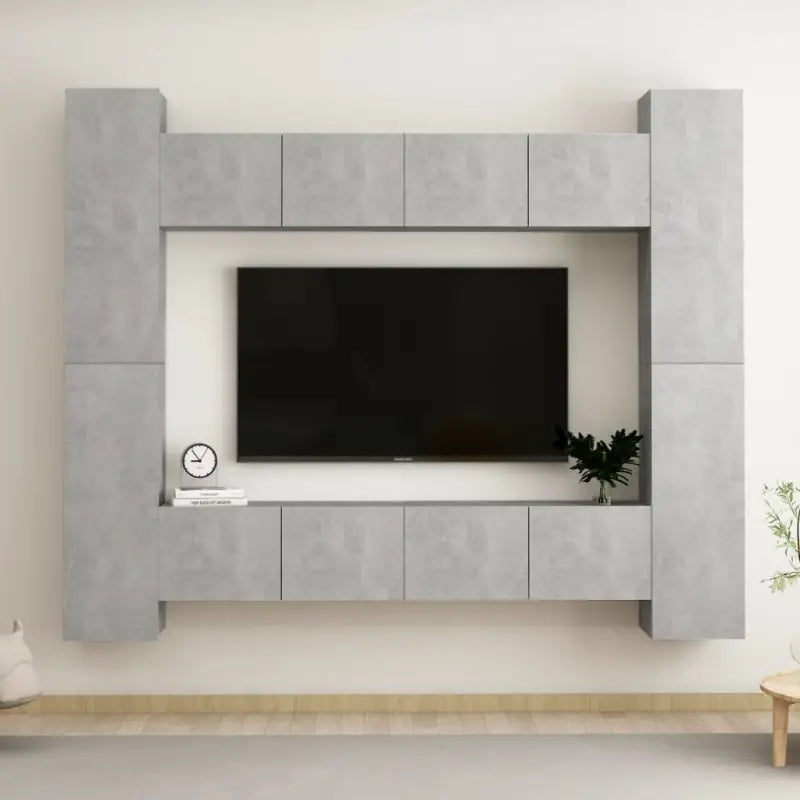 Tv-meubel van bewerkt hout met muurbevestiging en trendy design - Betongrijs / 1 / 80 cm - Tv-meubels