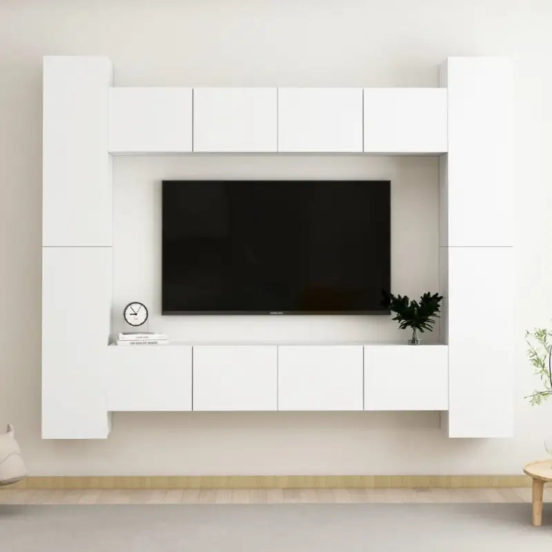Tv-meubel van bewerkt hout met muurbevestiging en trendy design - Wit / 1 / 80 cm - Tv-meubels