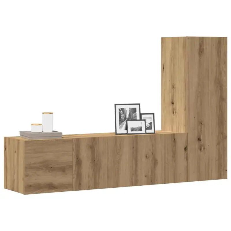 Tv-meubel van bewerkt hout met muurbevestiging voor een trendy uitstraling - artisanaal eikenkleurig / 1 / 80 cm